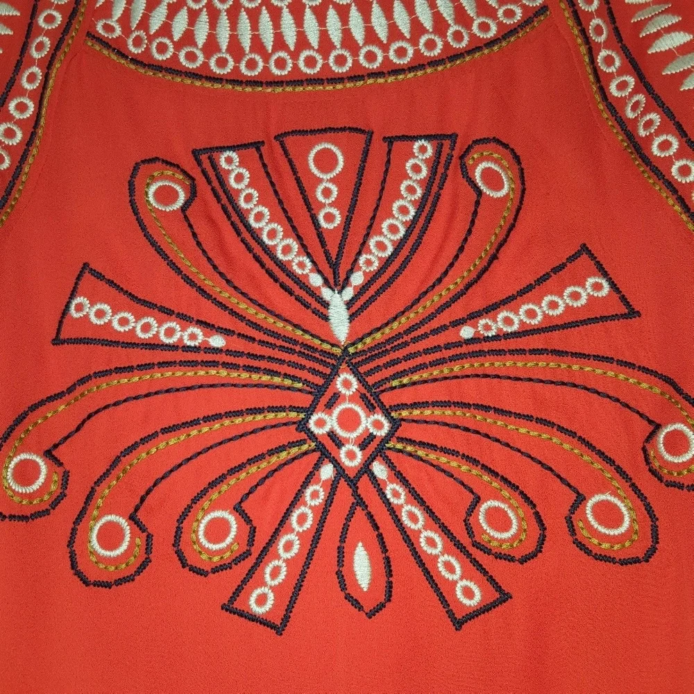 JOYJOY Embroidered Blouse Bohemian Office Orange Pumpkin NWT - Picture 3 of 8